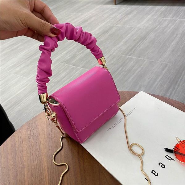 

evening bags super mini lipstick with short handles folds pu leather shoulder for women 2021 totes handbags crossbody