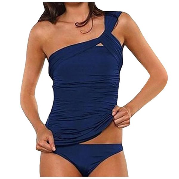 

women's swimwear baÃ±ador de un hombro para mujer, traje baÃ±o dos piezas plisado playa, bikini sexi, ropa venta al por, White;black