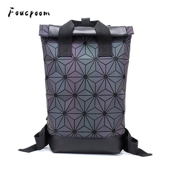

backpack 2021 fashion backpacks women luminous geometric large men lapschool shoulder travel holographic