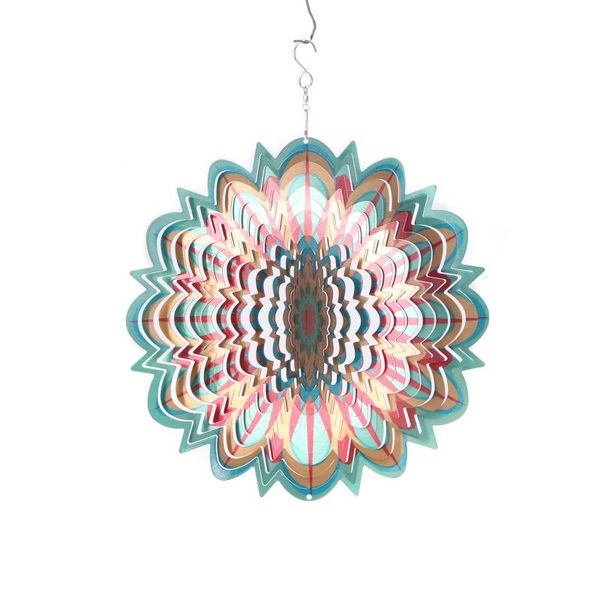 

decorative objects & figurines hanging ornament crafts garden yard decoration 3d rotating wind spinner silent hollow chime stainless steel i