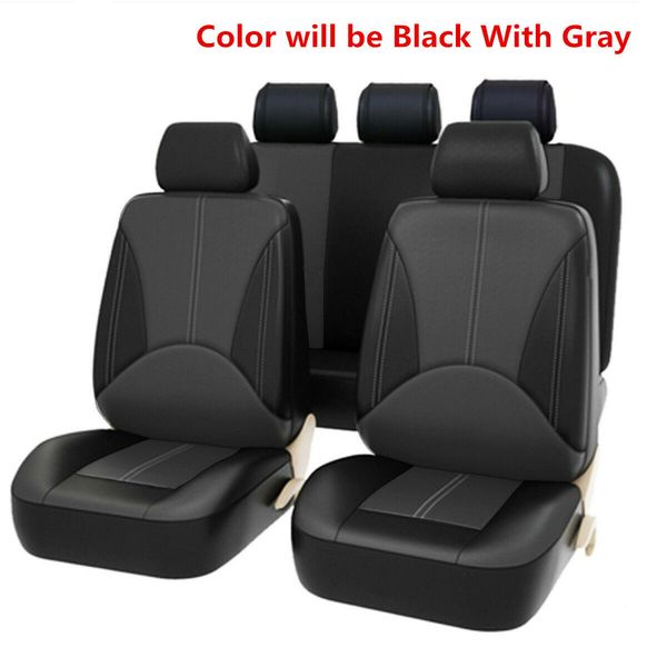 

9pcs car seat cover protector+cushion front & rear full set pu leather interior