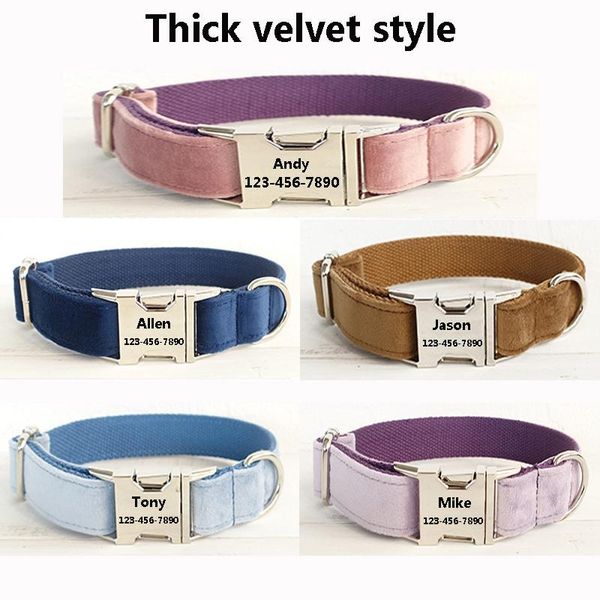

dog collars & leashes leash and collar set lead personalized custom velvet puppy pet accessories tag id adjustable for small medium large do