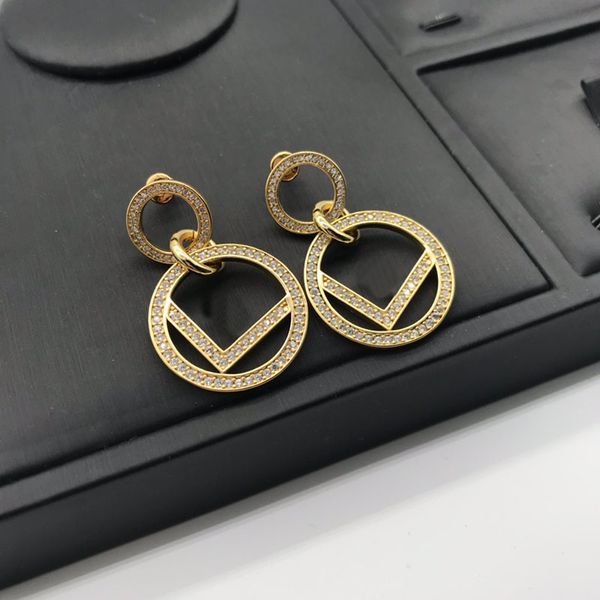 Designer gioielli orecchini a cerchio moda lusso lettera F classico per le donne moda orecchino diamante clip-on vite borchie D218263HL