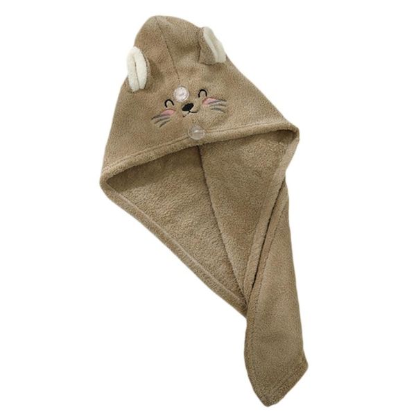 

towel microfiber hair wrap cartoon embroidery buttons absorbent quick drying hat