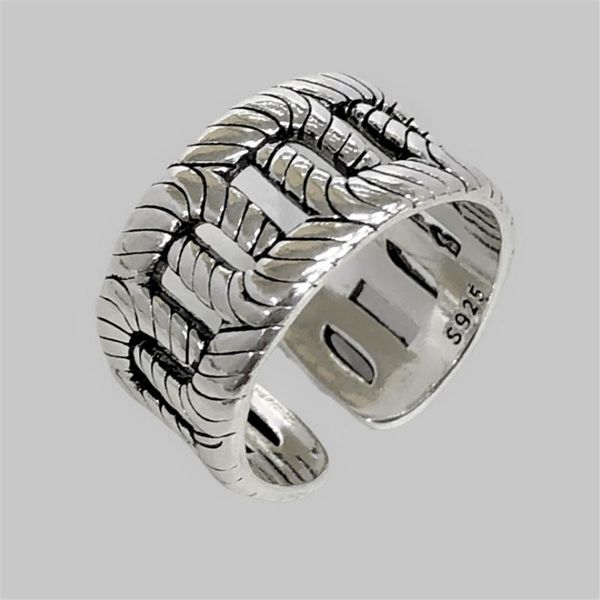 

cluster rings korean fashion women vintage steampunk anniversary gift split hollow intertwined cool accessories 925 real silver wide big, Golden;silver