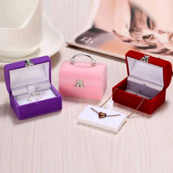 

jewelry pouches, bags small portable bag lovely packaging gift box trinket velvet ring earring necklace wedding storage display holder, Pink;blue