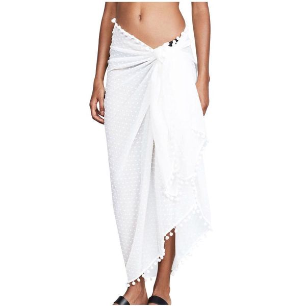 

long skirt beach cover group summer irregular fashion women casual polka dot lace transparent bandage skirts, Black