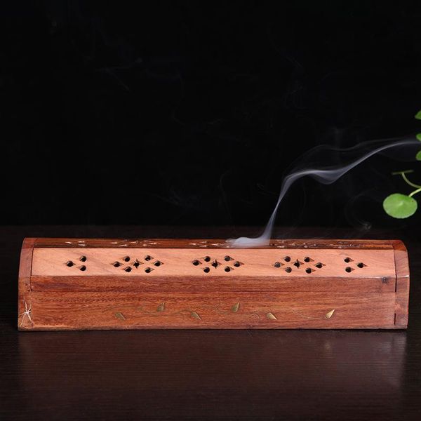 

fragrance lamps t solid wood dual use incense burner handmade wooden cone stick holders lying censer for india sticks and cones base
