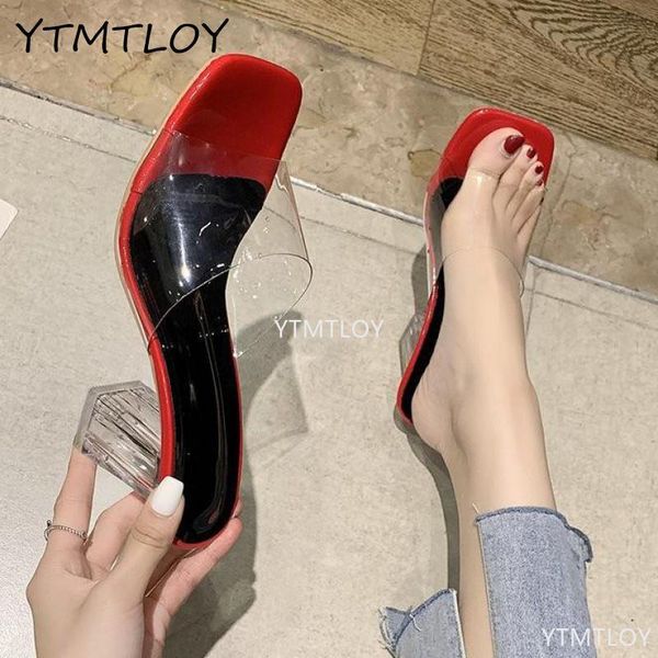 

pvc jelly sandals open toe high heels women transparent slippers shoes clear plus size 35-43 black zapatillas mujer casa