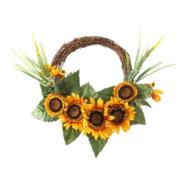 

decorative flowers & wreaths wreath sunflower artificial home decoration simulation pendant rattan ring + silk cloth ins style eucalyptus ga