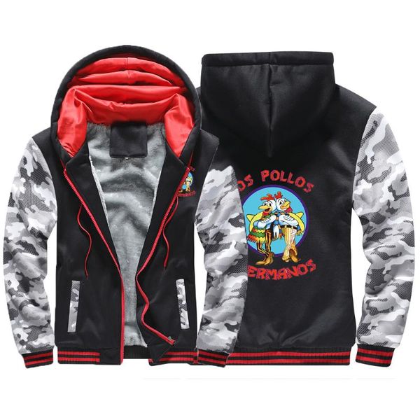 

men's hoodies & sweatshirts 2021 brand trendy breaking bad winter thick warm zipper casual los pollos hermanos top, Black