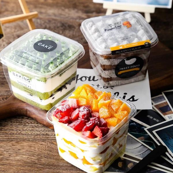 

disposable dinnerware 25pcs 300ml cake packing box wedding party mousse dessert