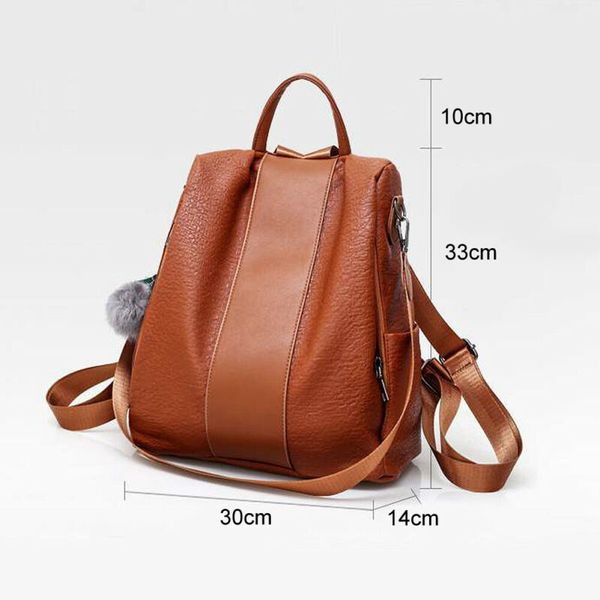 

women's leather backpack anti-theft rucksack school travel shoulder bag satchel