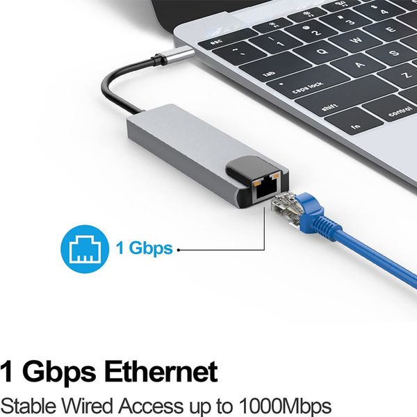 

type-c hub usb-c to hdmi-compatible usb-3.0 gigabit lan ethernet docking station multi-function for macbook dell