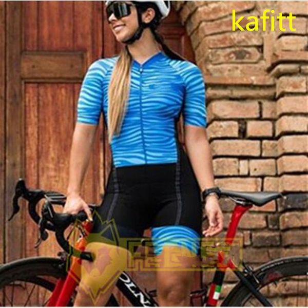 

racing sets 2021-kaficycling women's cycling jersey race triathlon short-sleeved suit little monkey 20dgel pro gel breathable pad, Black;blue