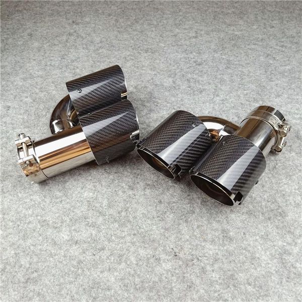 

motorcycle exhaust system 1 pair inlet 63mm glossy carbon fiber h tips 304 stainless steel for akrapovic muffler nozzles pipes