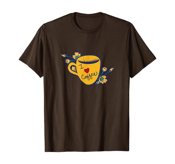 

i love coffee art floral coffee lovers t-shirt, White;black