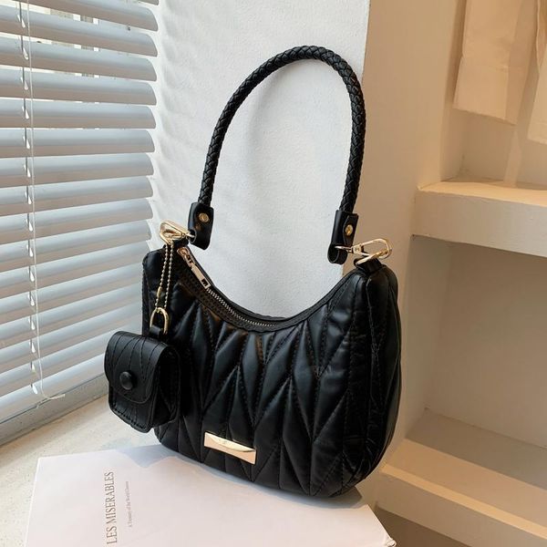 

totes braided hand strap handbag beaded decoration independent packet women's bag leather shoulder bags ladies fashion crossbody