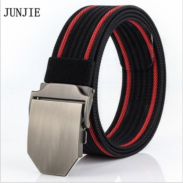 

casual solid nylon belt alloy automatic buckle weaving fashion outdoor knitted waist strap for jeans belts, Black;brown