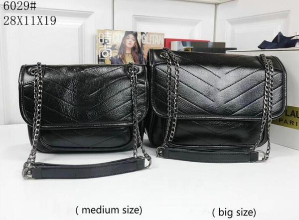 Clássica Niki Vintage Couro Corrente Bolsas de Ombro Bolsa Clutch Flap Desinger Crossbody Carta Feminina Compras Bolsa Purs