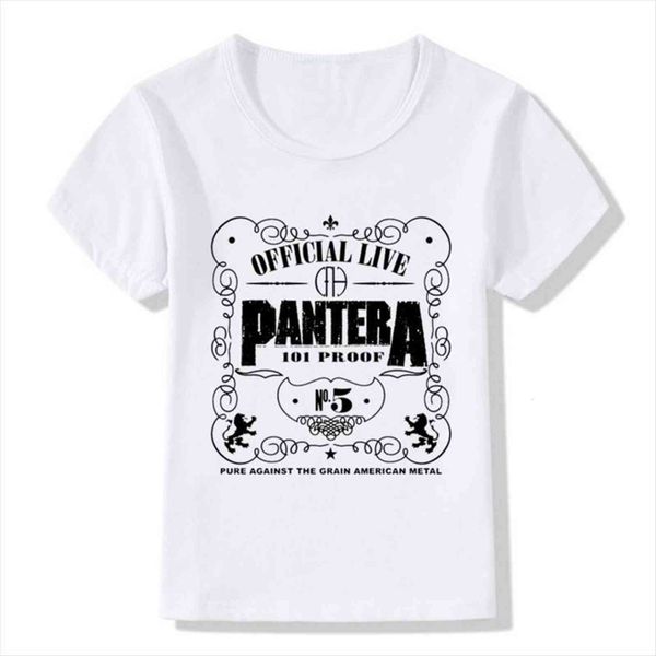 

children pantera logo print t shirt kids summer girls boys power heavy metal baby clothes,ooo561, Blue