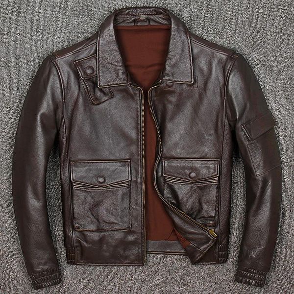 

men's leather & faux genuine bomber jacket, luxury male, casual cow jacket with multiple motorcycle pockets, Black