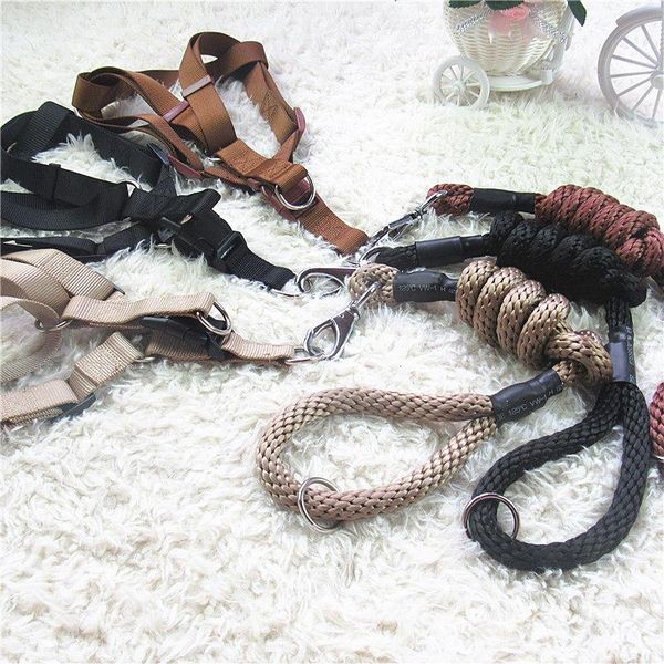 

dog collars & leashes pet products for large leash nylon harness set puppy cat accessories solid breakaway lead basic