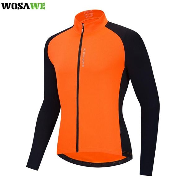 Jackets de corrida Wosawe Menina de ciclismo de mangas compridas Orange Pro equipe de bicicleta Roupas de bicicleta rápida camisa de bicicleta seca