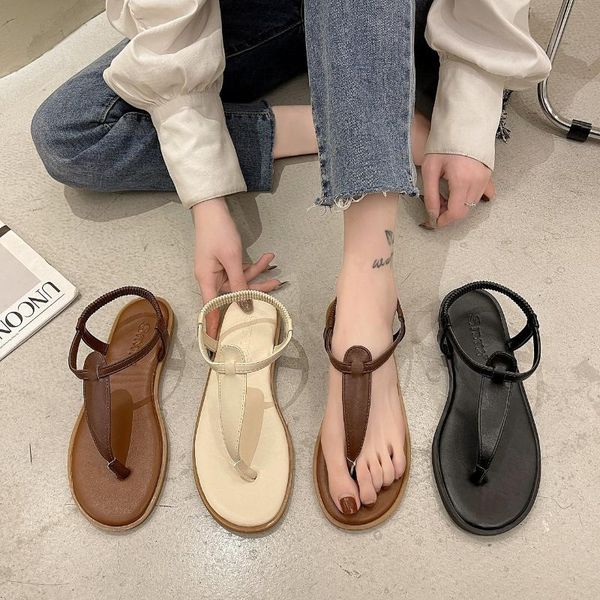 

sandals 2021 summer fashion women vacation beach casual comfort simple flat, Black