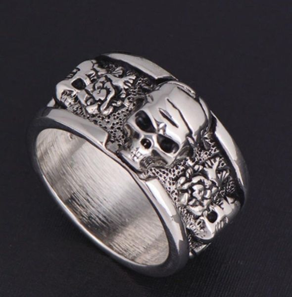 

cluster rings retro punk rock gothic skull men ring fine jewelry, Golden;silver