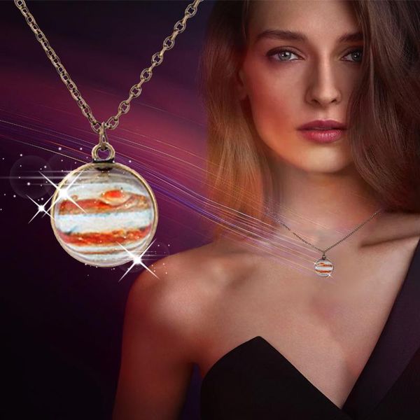 

chains 1pc fashion statement gorgeous colorful glass galaxy planet earth universe ball pendant link chain necklace glow in the dark, Silver