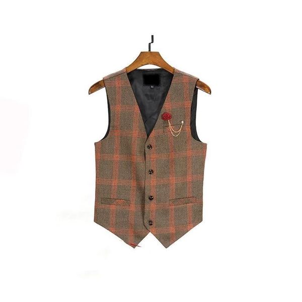 

men's vests suit vest v neck plaid british gentleman retro business waistcoat casual slim wedding mens clothing 2021, Black;white