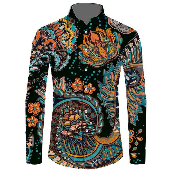 

men's casual shirts bandana print design s to 6xl long sleeve soft comfortable regular fit plus size quality business men diy, White;black