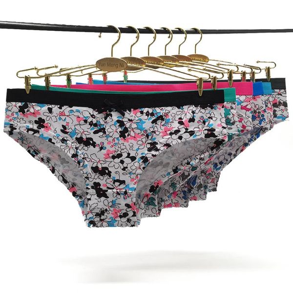 

women's panties 2021 casual fashion women floral printed underwear cotton briefs for female lingerie ladies underpants breathable 6pcs, Black;pink