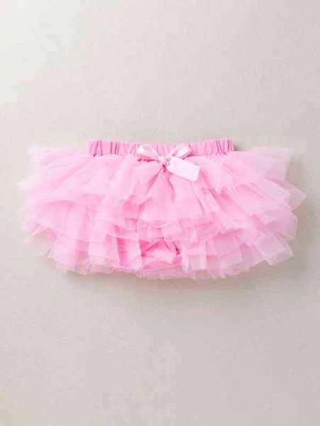 

baby bow front mesh layered hem skort she, Blue