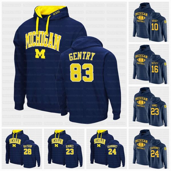 

michigan wolverines charles woodson milton mccaffrey brady hefley kinnel charbonnet watson mason bush gentry hutchinson football pullover ho, Black