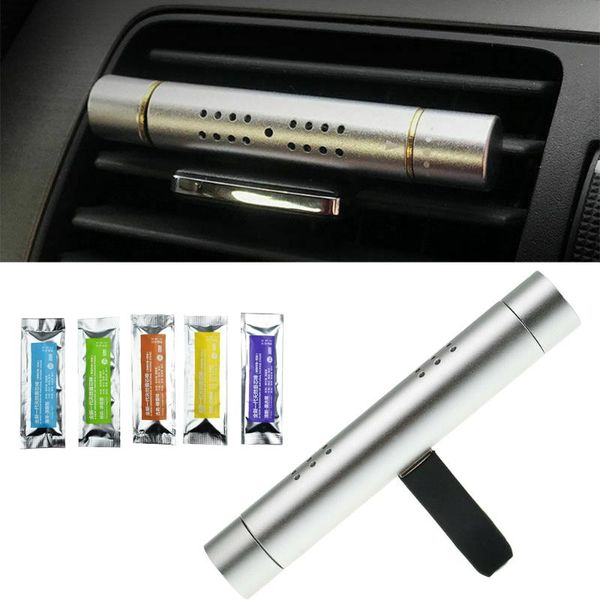 

car air freshener vent clip perfume diffuser + 5 aroma fragrance sticks -silver fragrances