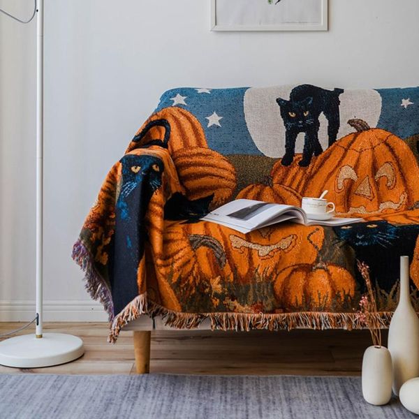 

blankets halloween cute black cat style tassel blanket picnic mat sofa towel bed cover leisure air conditioning