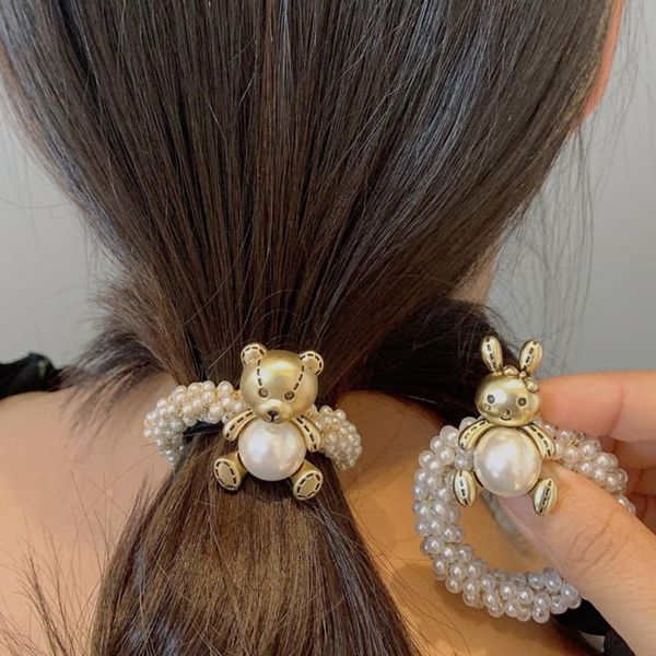 

hair clips & barrettes cute accessories fashion jewelry handmade band elastic bands pearl hairband bear ropes, Golden;silver
