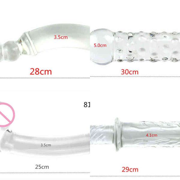 Nxy dildos 4size grande transparente cristal de vidro brinquedo brinquedo resistente ao calor grande Didlo Anal grânulos vaginal dilatador brinquedos para as mulheres 0121