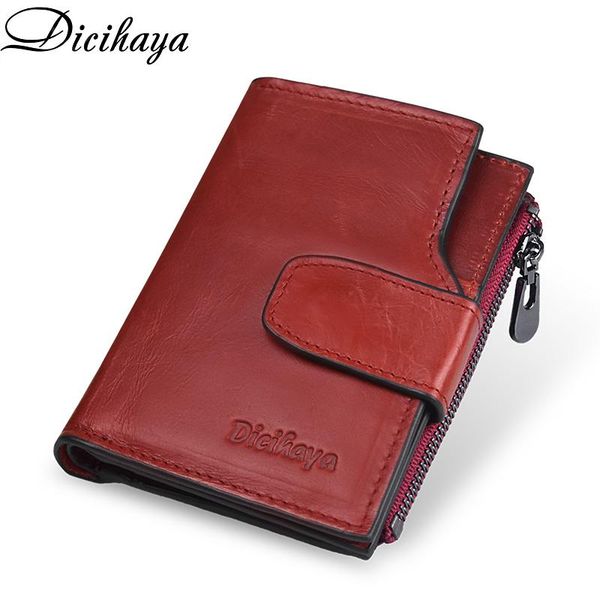 

wallets dicihaya genuine leather women wallet female coin purse portomonee money bag small card holder red color fashion for girls, Red;black