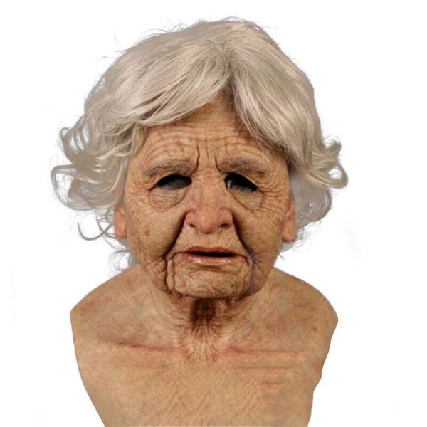

other event & party supplies old woman mask halloween creepy wrinkle face latex cosplay props for masquerade headgear