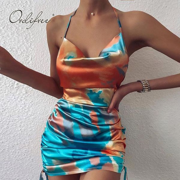 

summer women satin slip spaghetti strap vintage print bodycon silk mini dress 210415, Black;gray