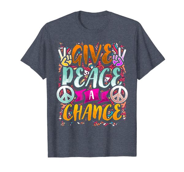 

give peace a chance t shirt flower hippie retro 60s 70s tee, White;black