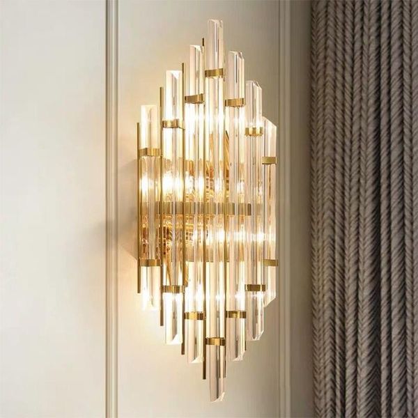 

wall lamps modern crystal sconce light for bedroom bedside staircase indoor lighting creative desgin led stainless steel