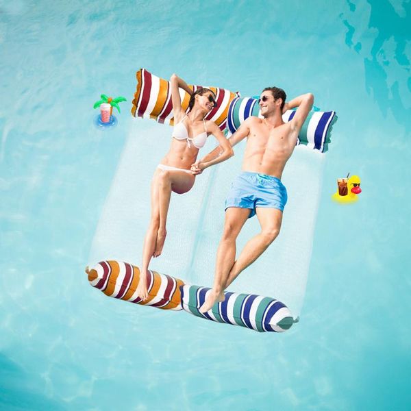 

life vest & buoy water hammock recliner inflatable floating bed swimming pool mattress sea ring with pump 2021