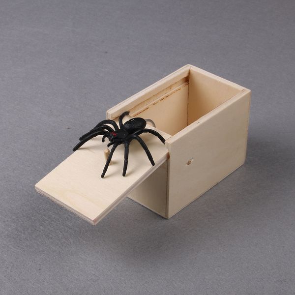 

wooden prank trick spider surprising box kids games practical home office scare toy children aldult toys