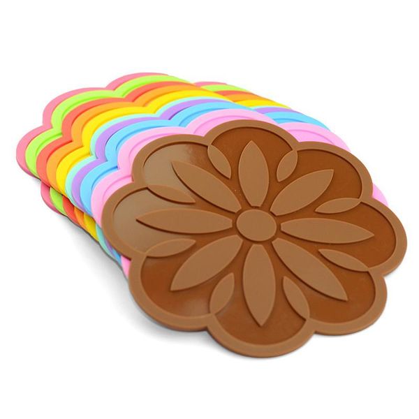 

mats & pads flower design heat resistant silicone mat drink cup coasters non-slip pot holder table placemat kitchen accessories