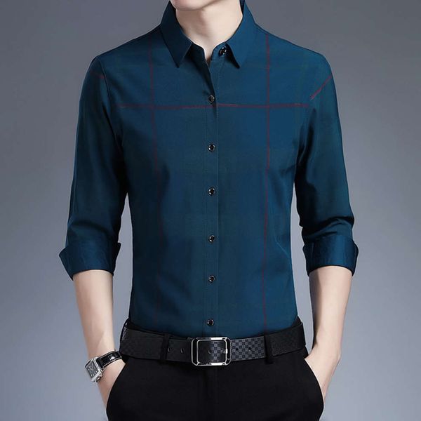 

men's shirt men's business casual plaid non iron long sleeve shirt, White;black