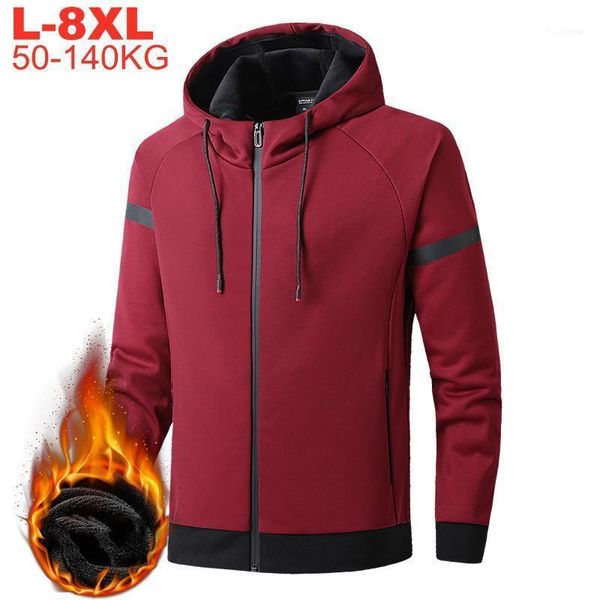 

big size 8xl 7xl 6xl mens jacket hoodies winter thicken oversized coats male hooded fleece lining jackets men autumn outerwear1, Black;brown